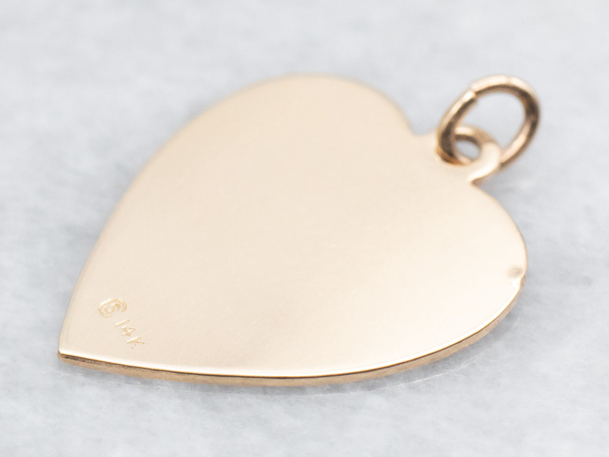 Yellow Gold Monogrammed Heart Shaped Pendant