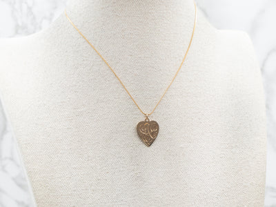 Yellow Gold Monogrammed Heart Shaped Pendant