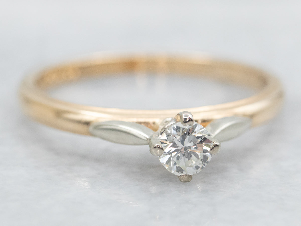 Two Tone Diamond Solitaire Engagement Ring