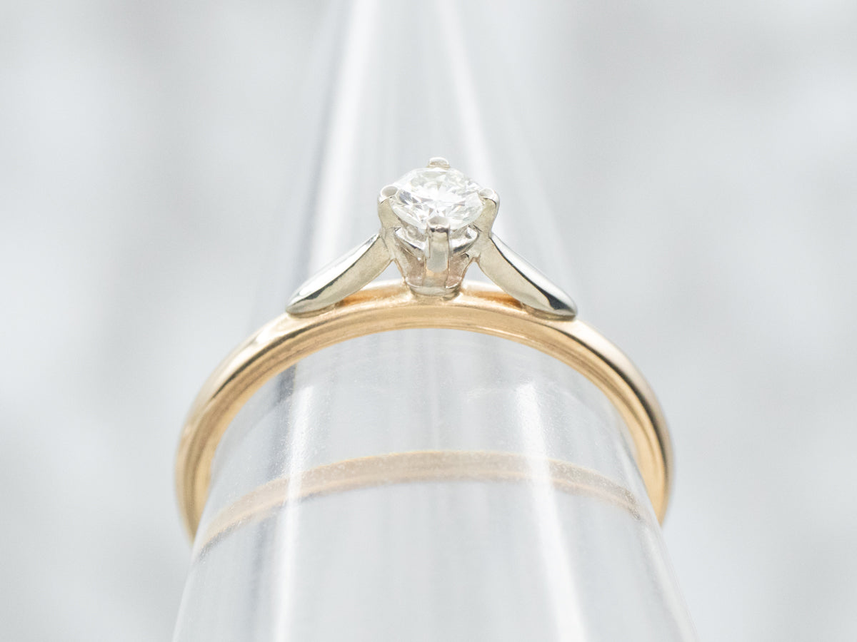 Two Tone Diamond Solitaire Engagement Ring
