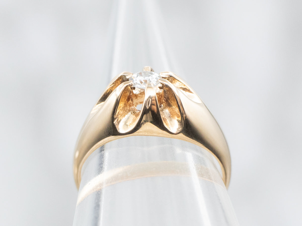 Victorian Belcher Set Diamond Solitaire Engagement Ring