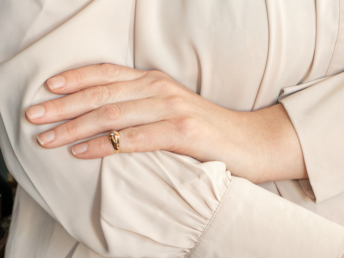 Victorian Belcher Set Diamond Solitaire Engagement Ring