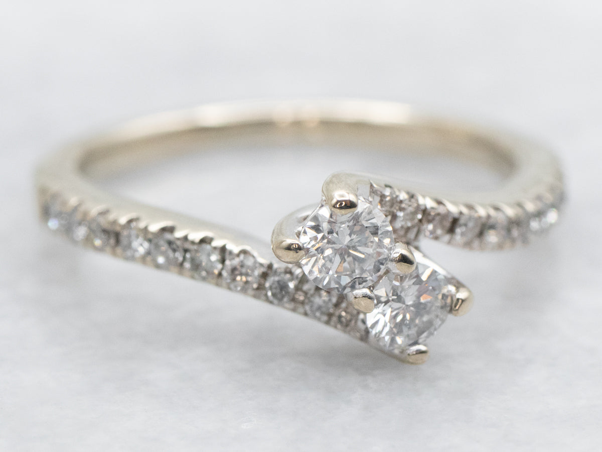 Modern Diamond Toi et Moi Bypass Engagement Ring