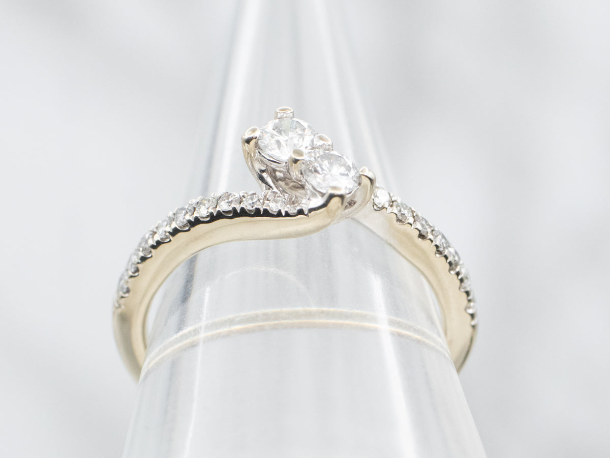 Modern Diamond Toi et Moi Bypass Engagement Ring