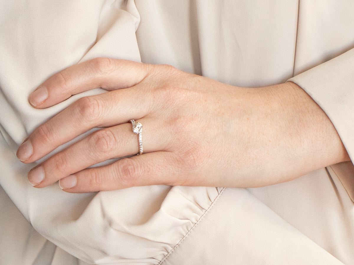 Modern Diamond Toi et Moi Bypass Engagement Ring