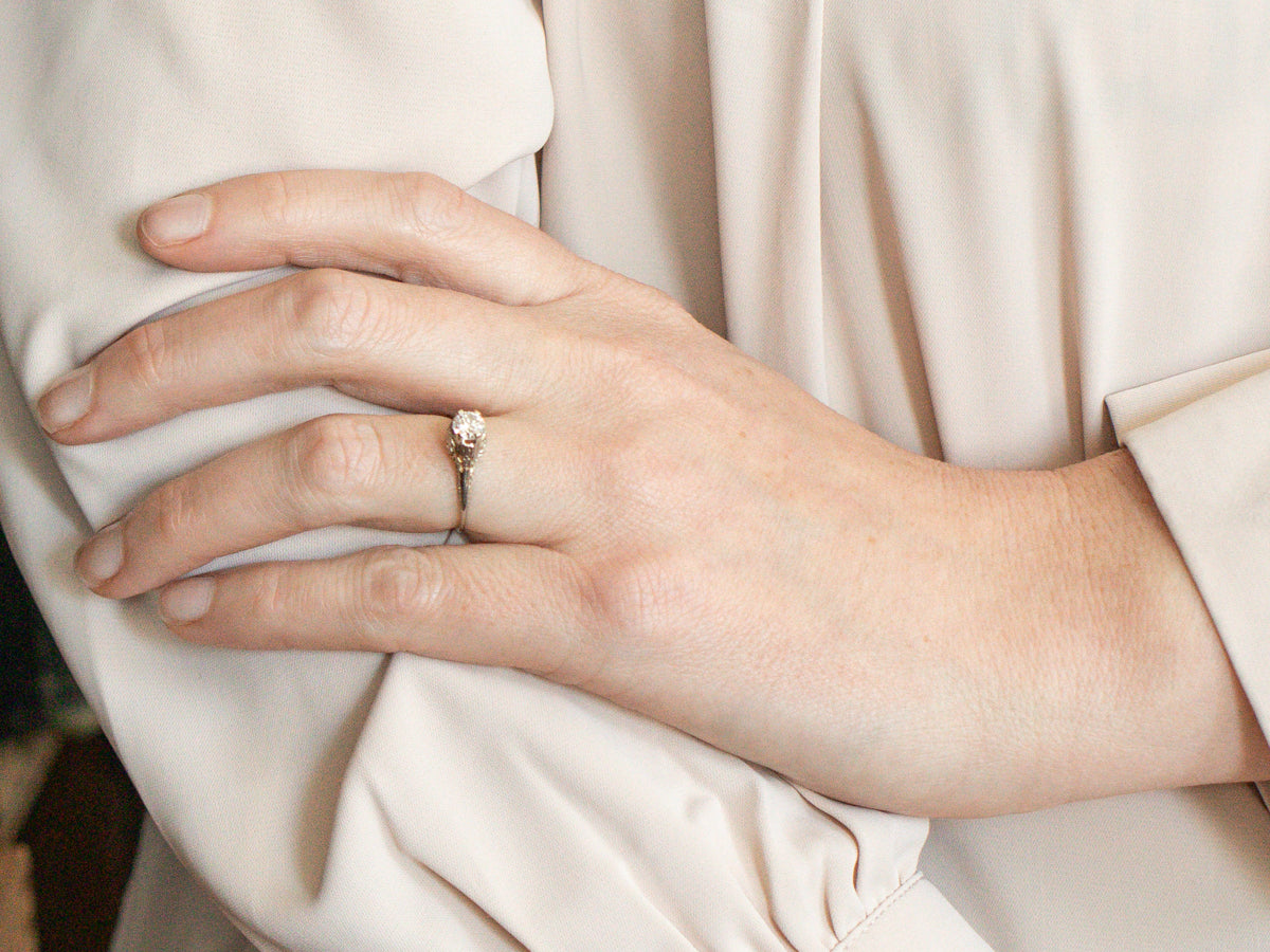 Anillo de compromiso con solitario de diamantes Art Déco