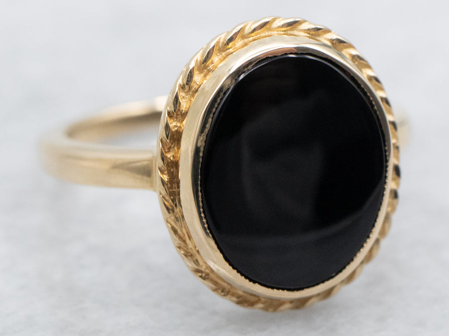 Mid Century Black Onyx Ring