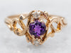 Gold Amethyst and Diamond Ring