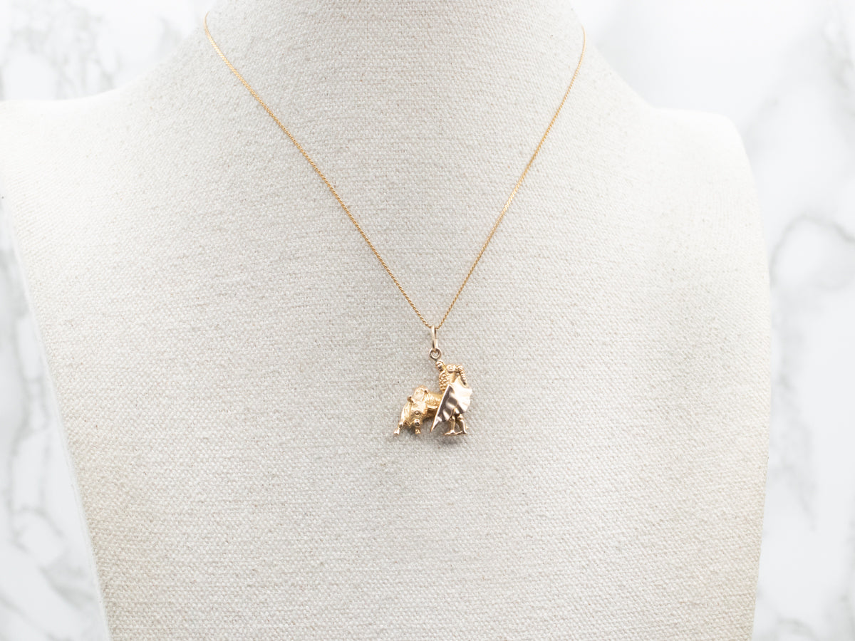 Ole! Matador and Bull Gold Charm