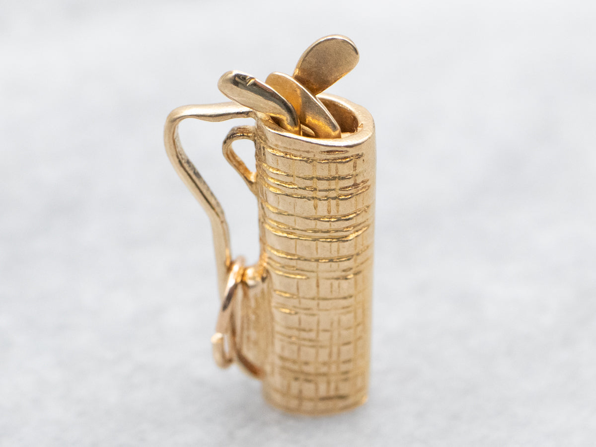 Yellow Gold Golf Bag Charm Pendant