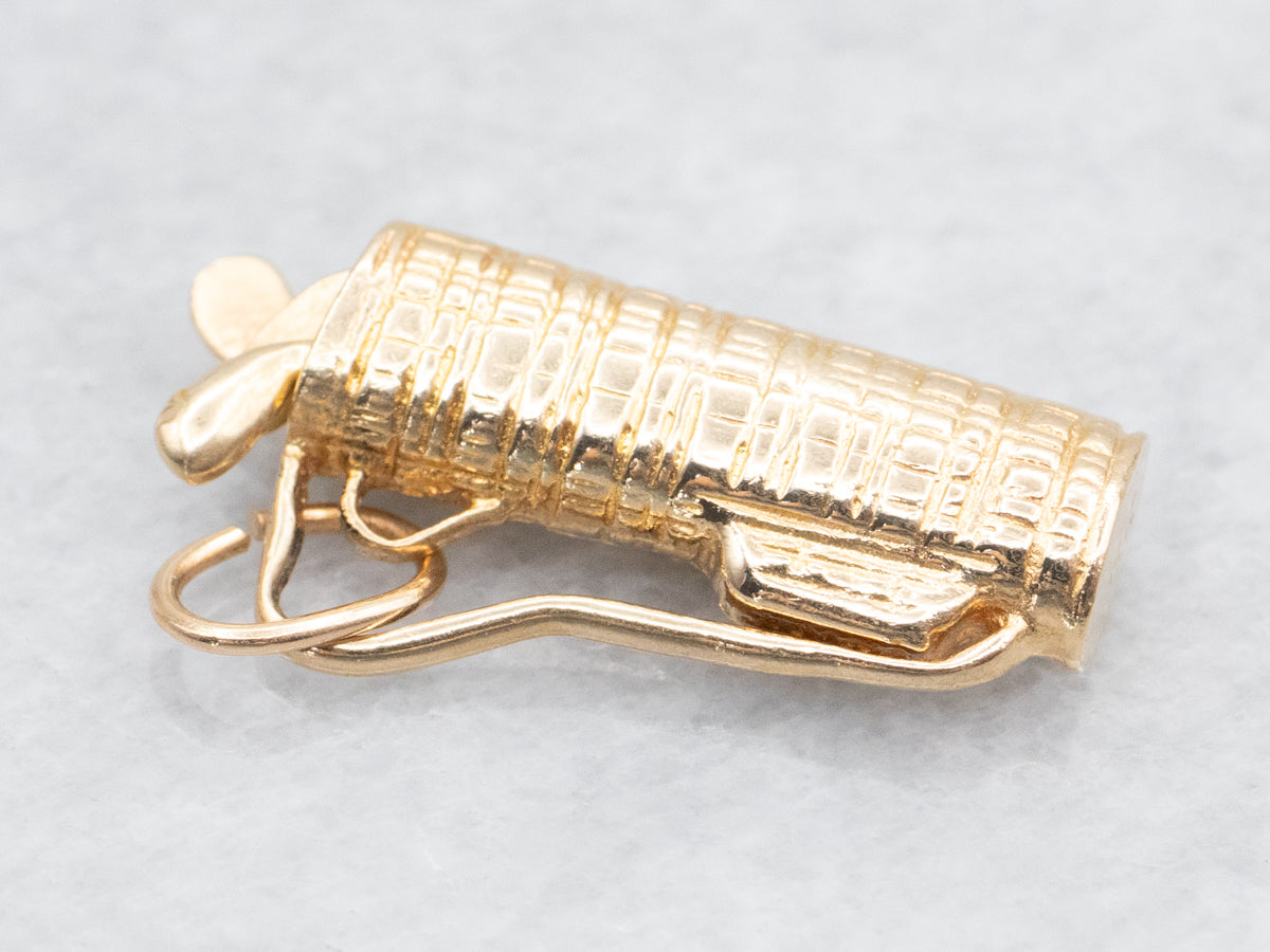 Yellow Gold Golf Bag Charm Pendant
