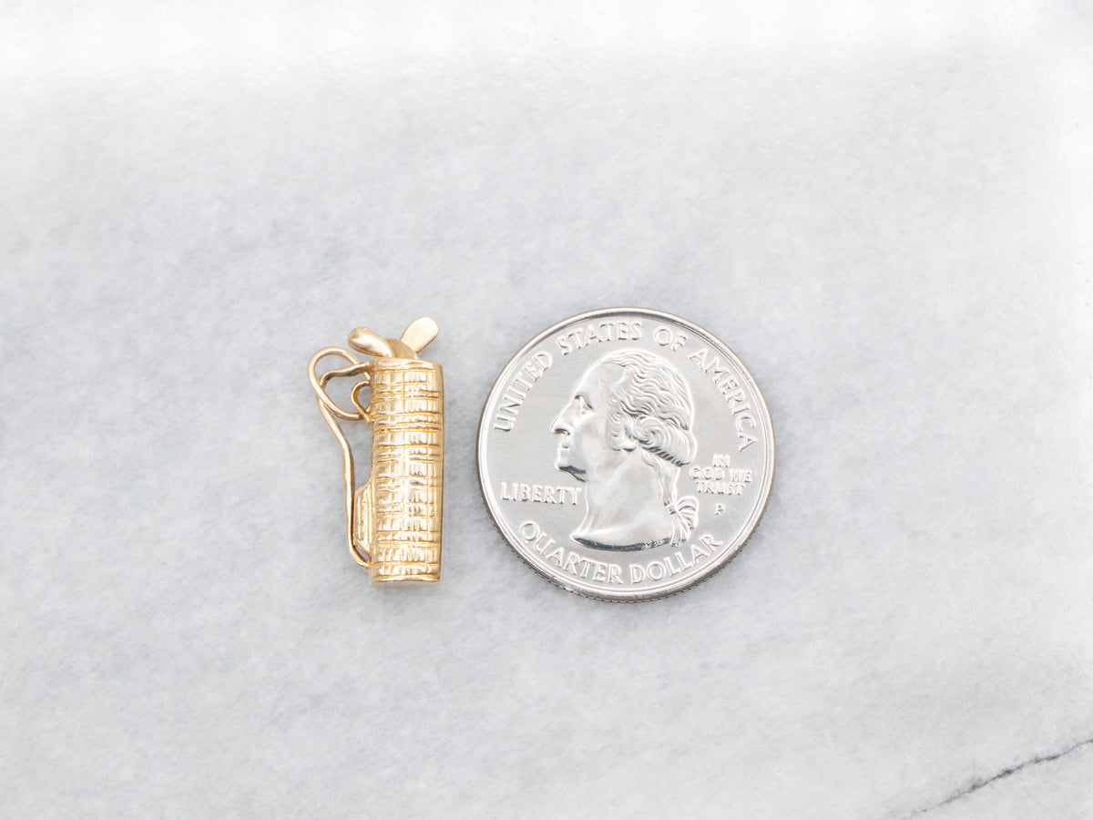 Yellow Gold Golf Bag Charm Pendant