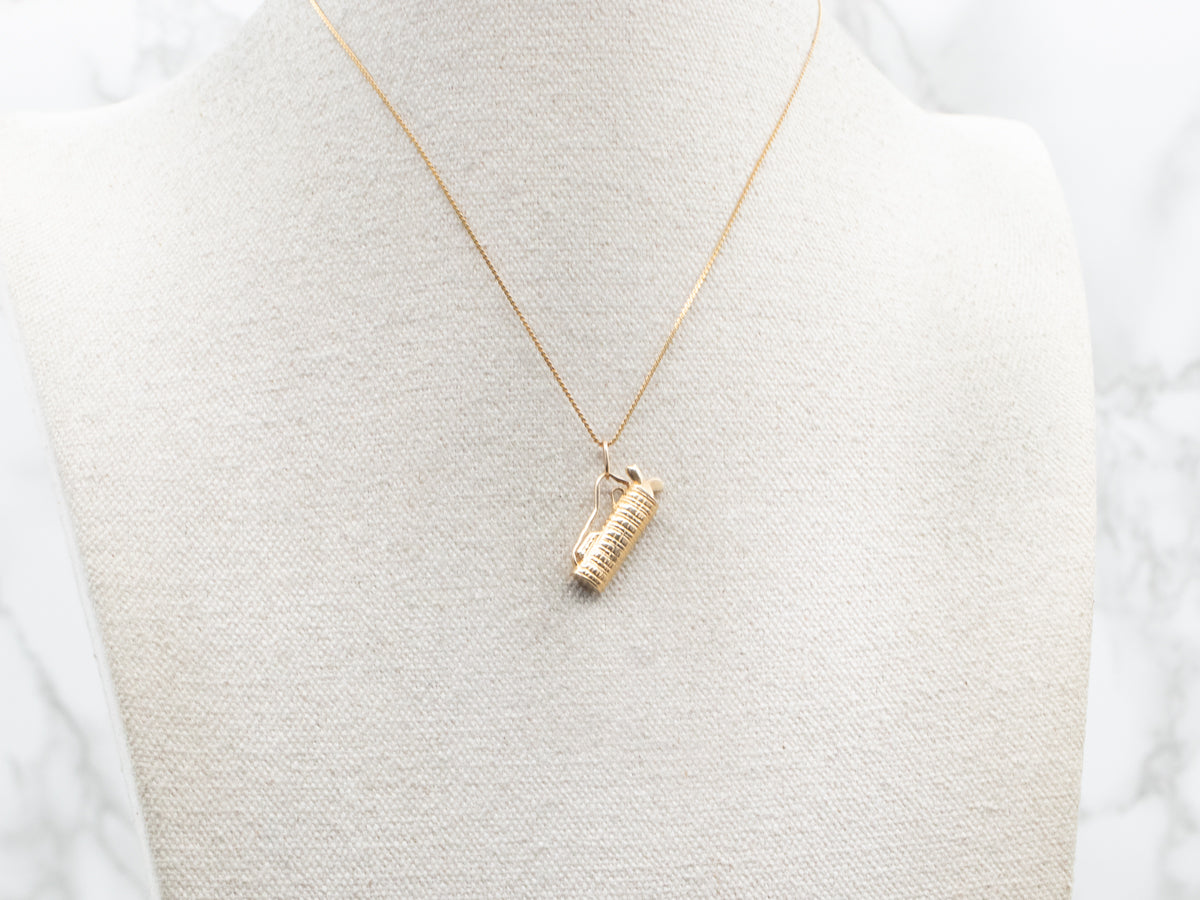 Yellow Gold Golf Bag Charm Pendant
