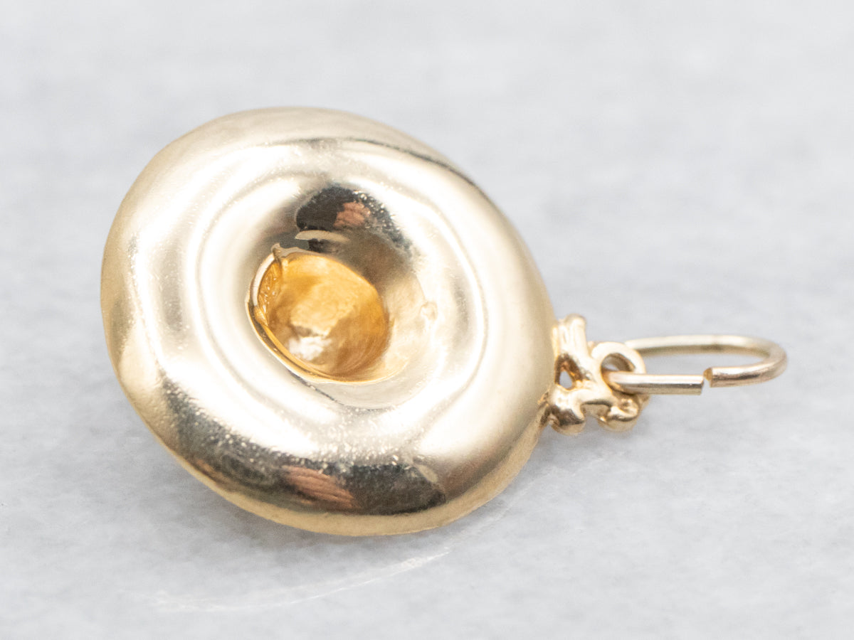 Polished Gold Etched Sombrero Charm