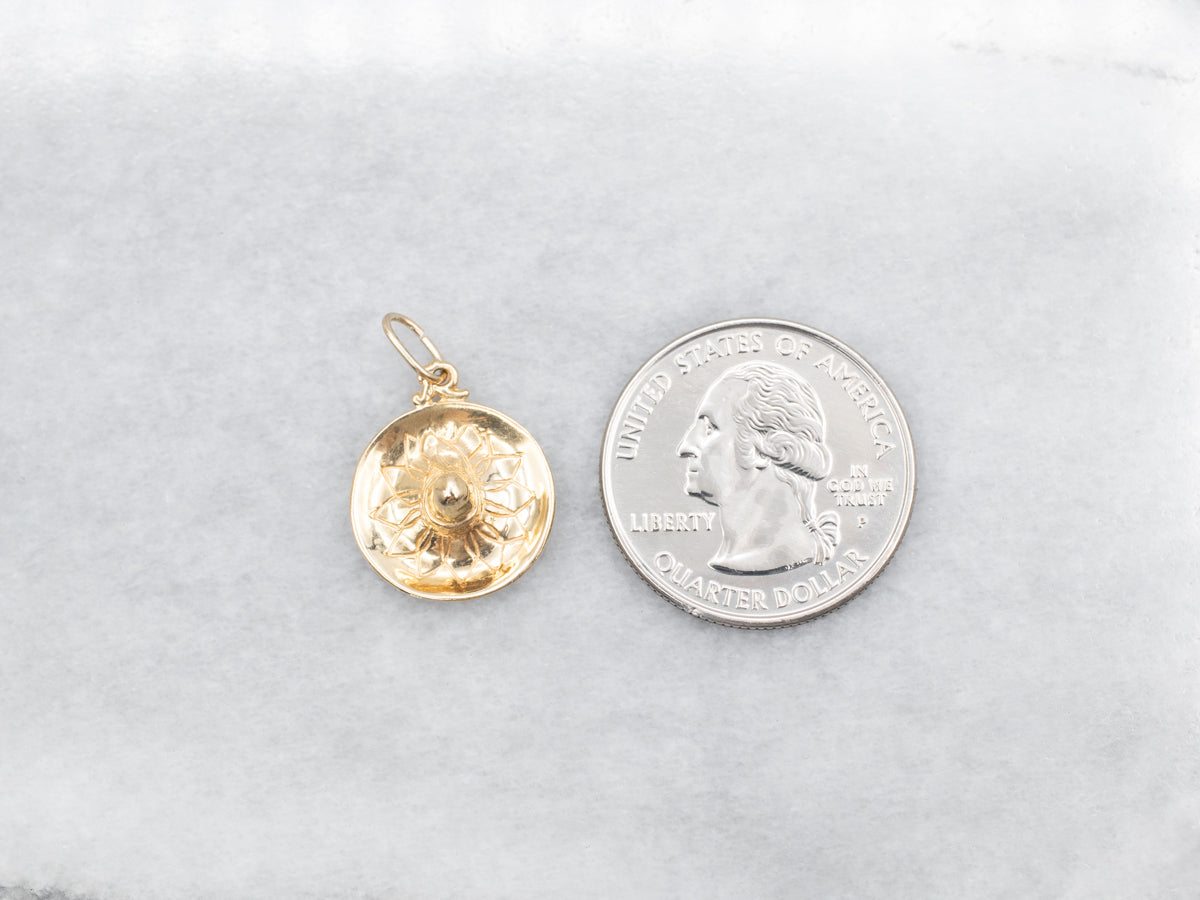 Polished Gold Etched Sombrero Charm