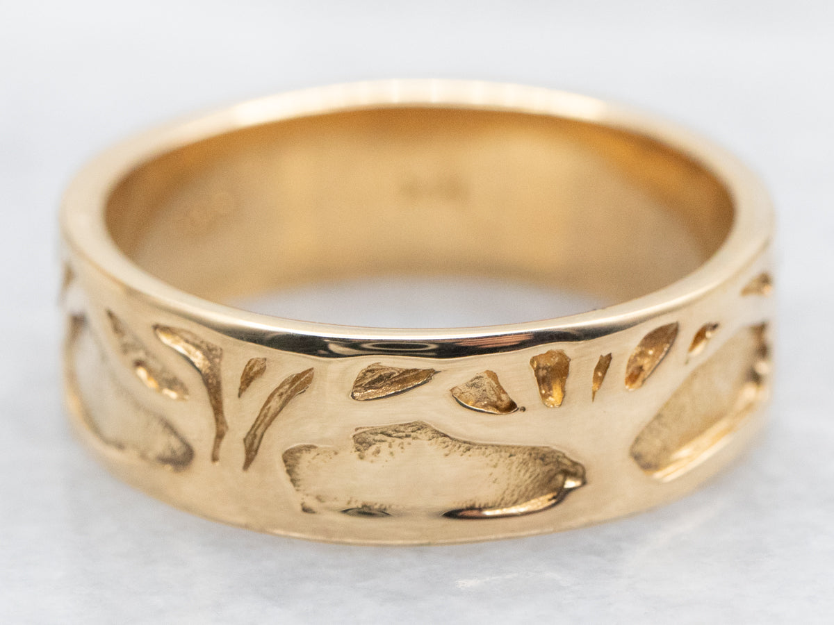 Yellow Gold Tree Pattern Band