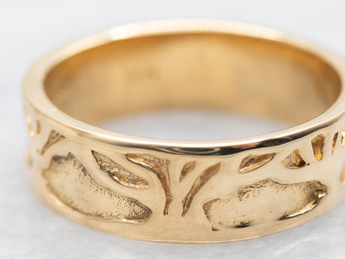 Yellow Gold Tree Pattern Band