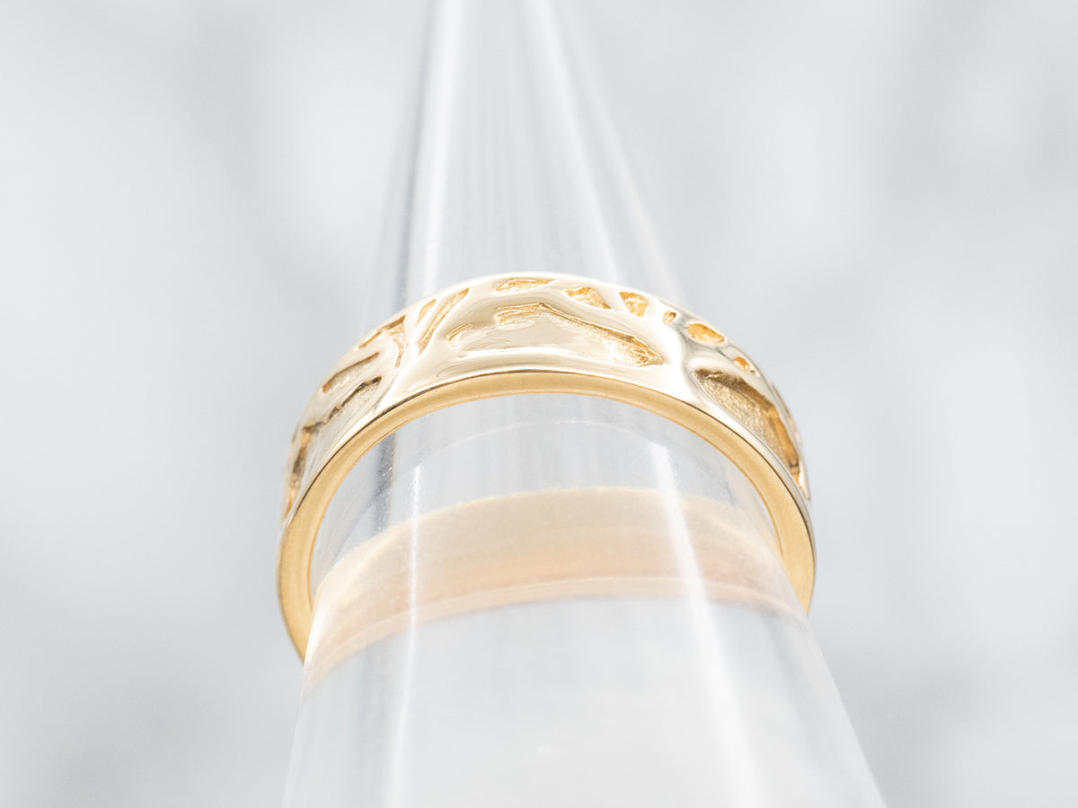Yellow Gold Tree Pattern Band