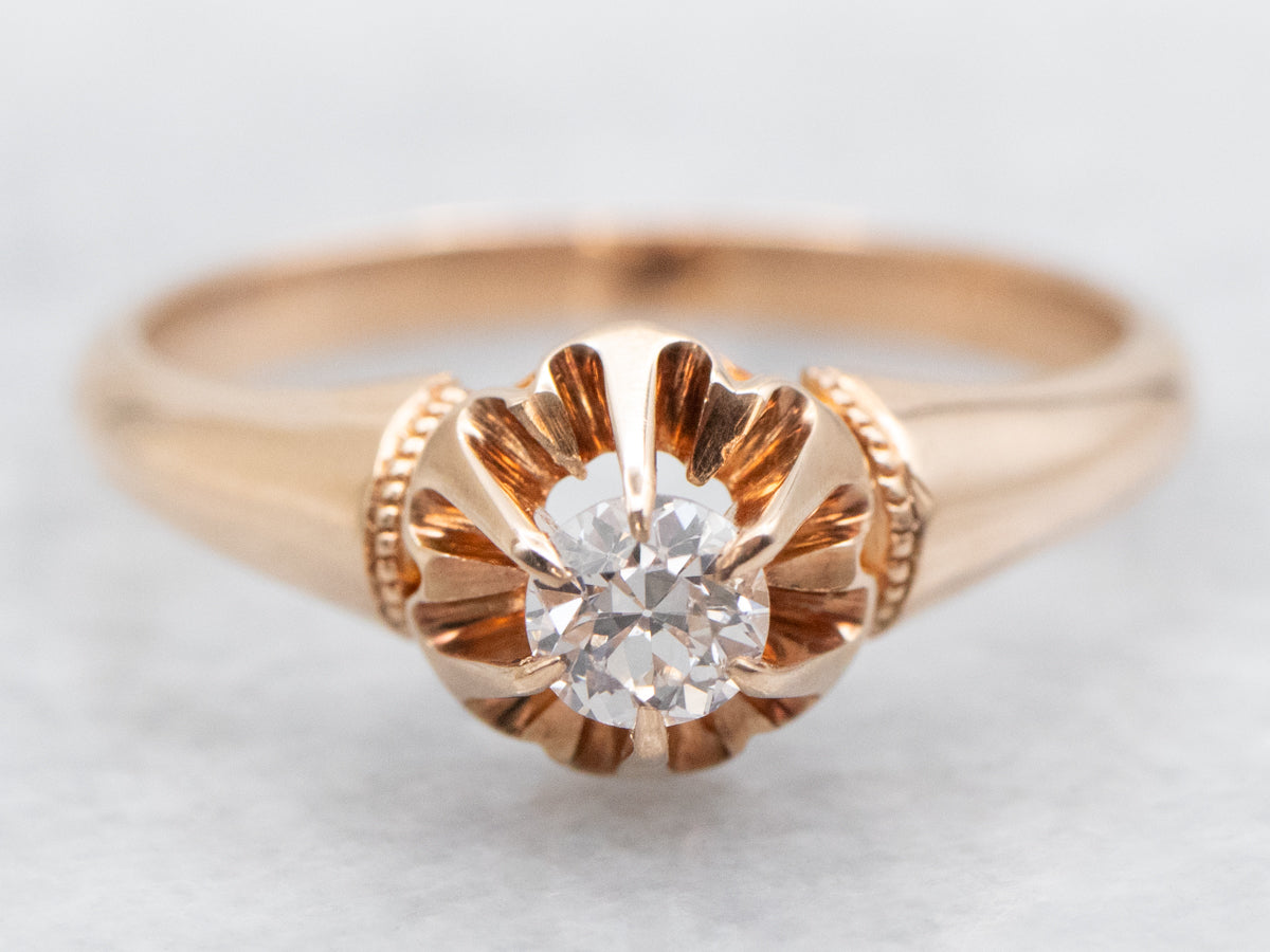 Victorian European Cut Diamond Solitaire Engagement Ring