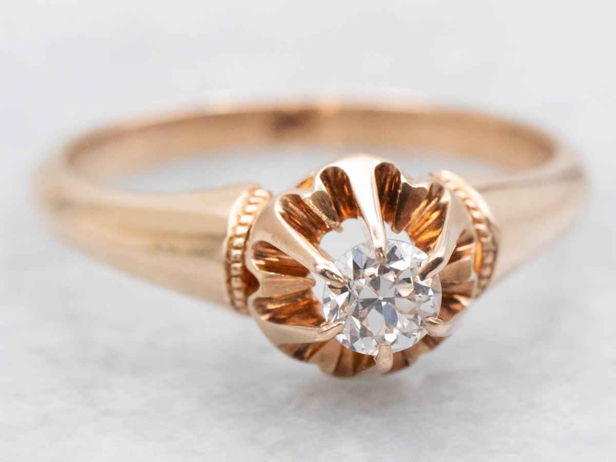 Victorian European Cut Diamond Solitaire Engagement Ring