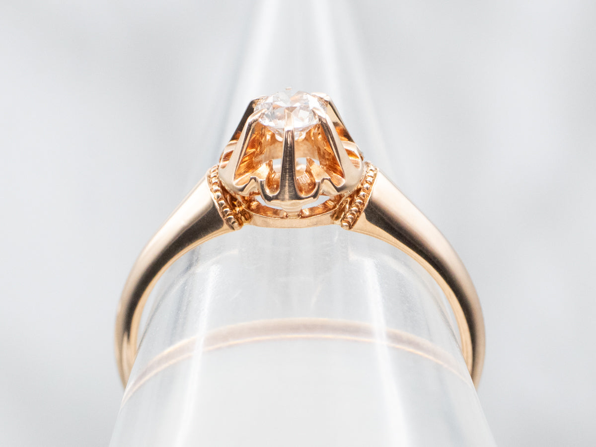 Victorian European Cut Diamond Solitaire Engagement Ring