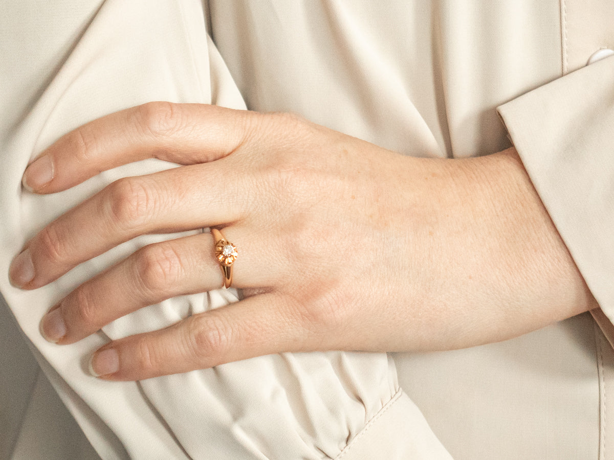 Victorian European Cut Diamond Solitaire Engagement Ring