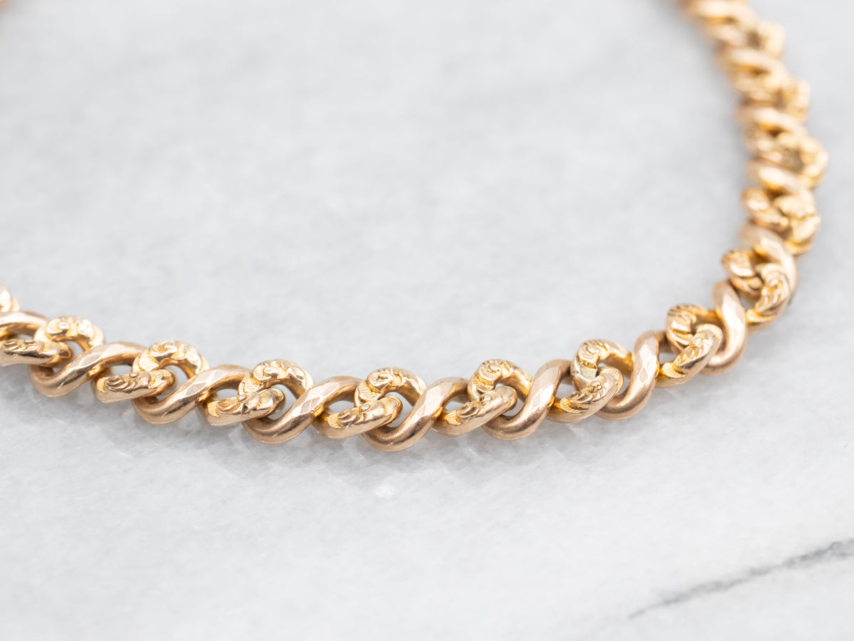 Chased Victorian Curb Link Bracelet