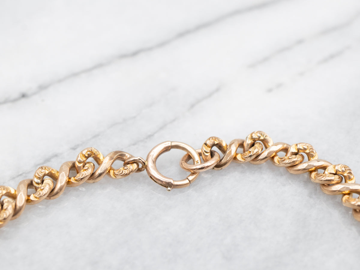 Chased Victorian Curb Link Bracelet