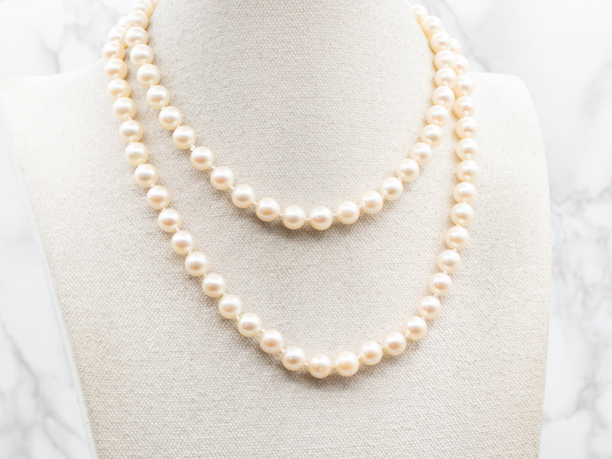 Long Saltwater Pearl Strand Necklace