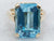 Yellow Gold Blue Topaz Solitaire Cocktail Ring