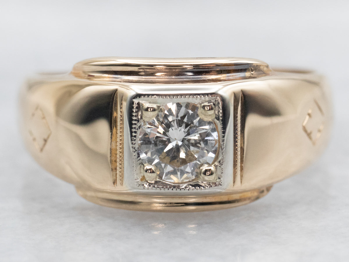 Two Tone Diamond Engagement Ring