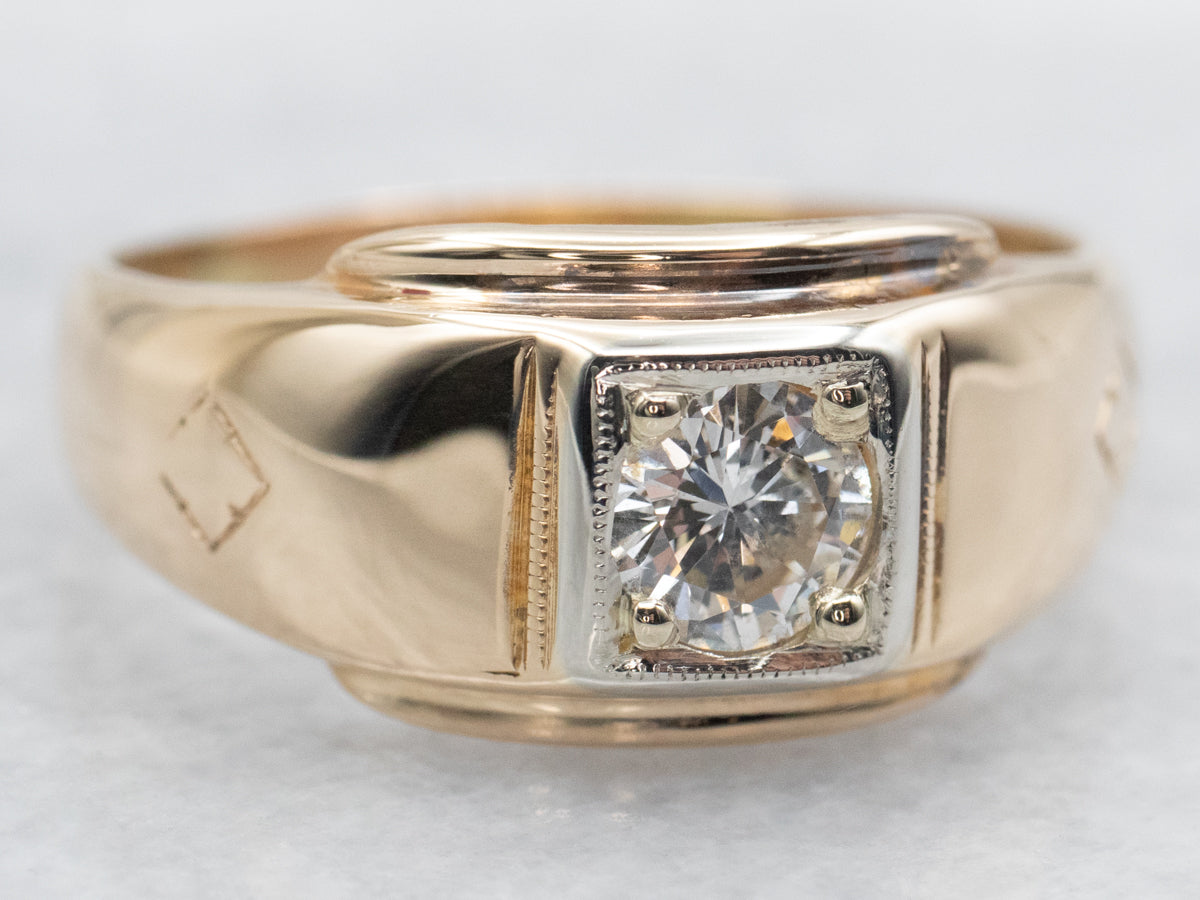 Two Tone Diamond Engagement Ring