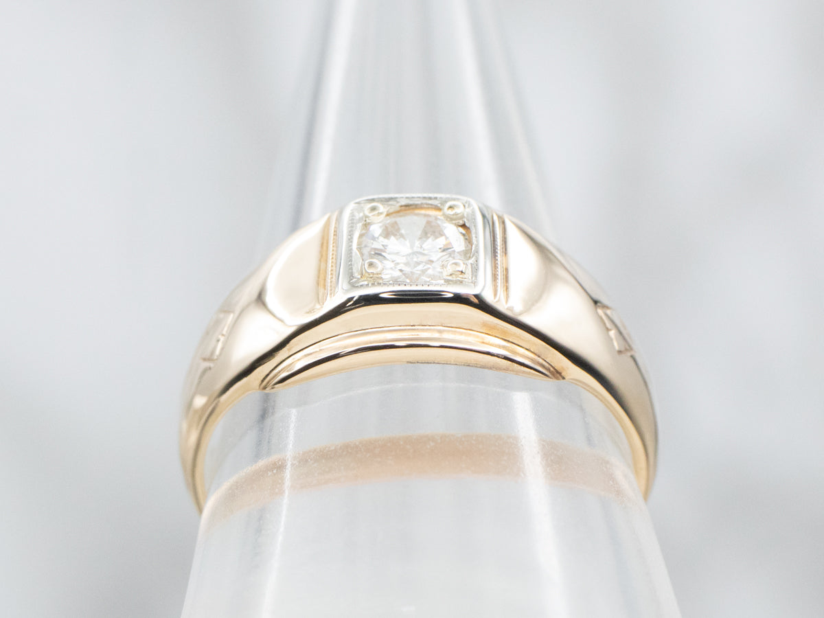 Anillo de compromiso de diamantes de dos tonos