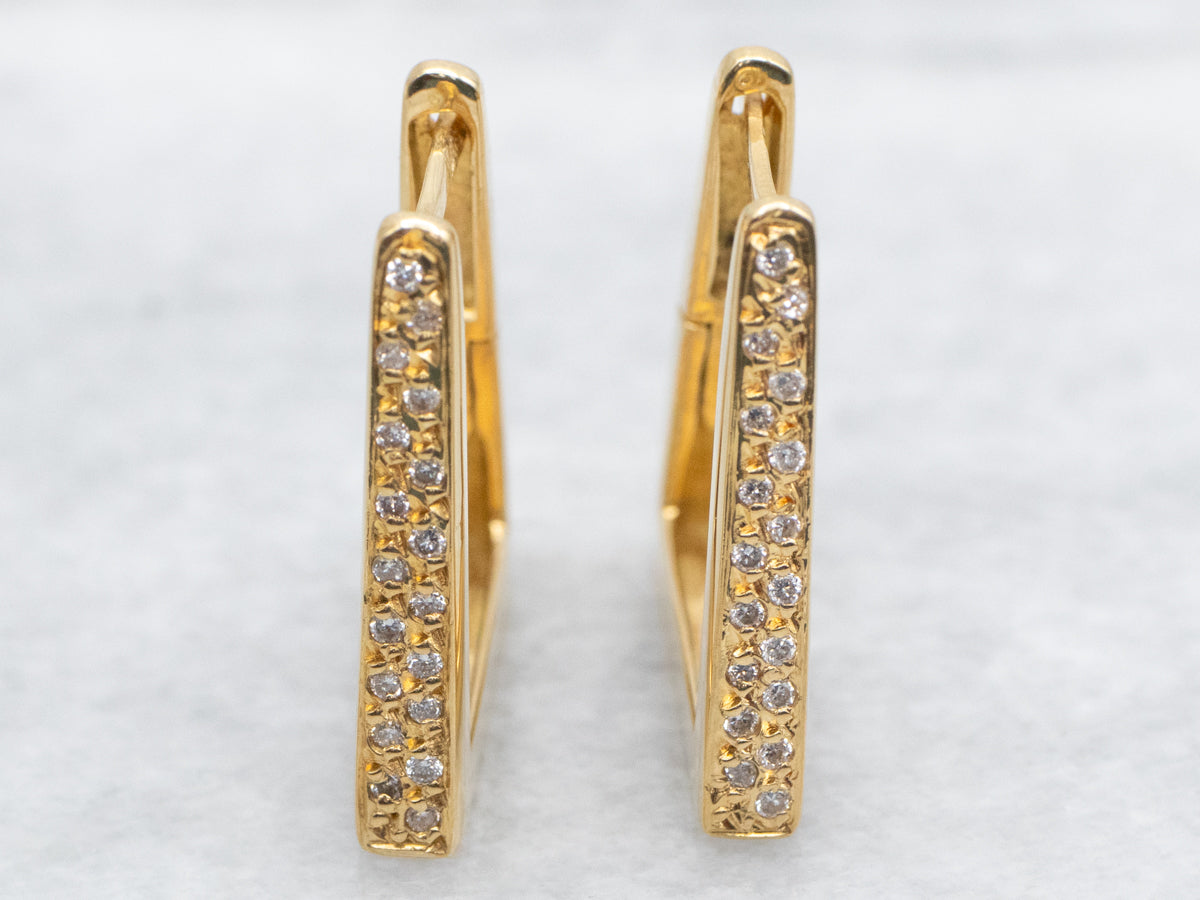 Modern Gold Diamond Hoop Earrings