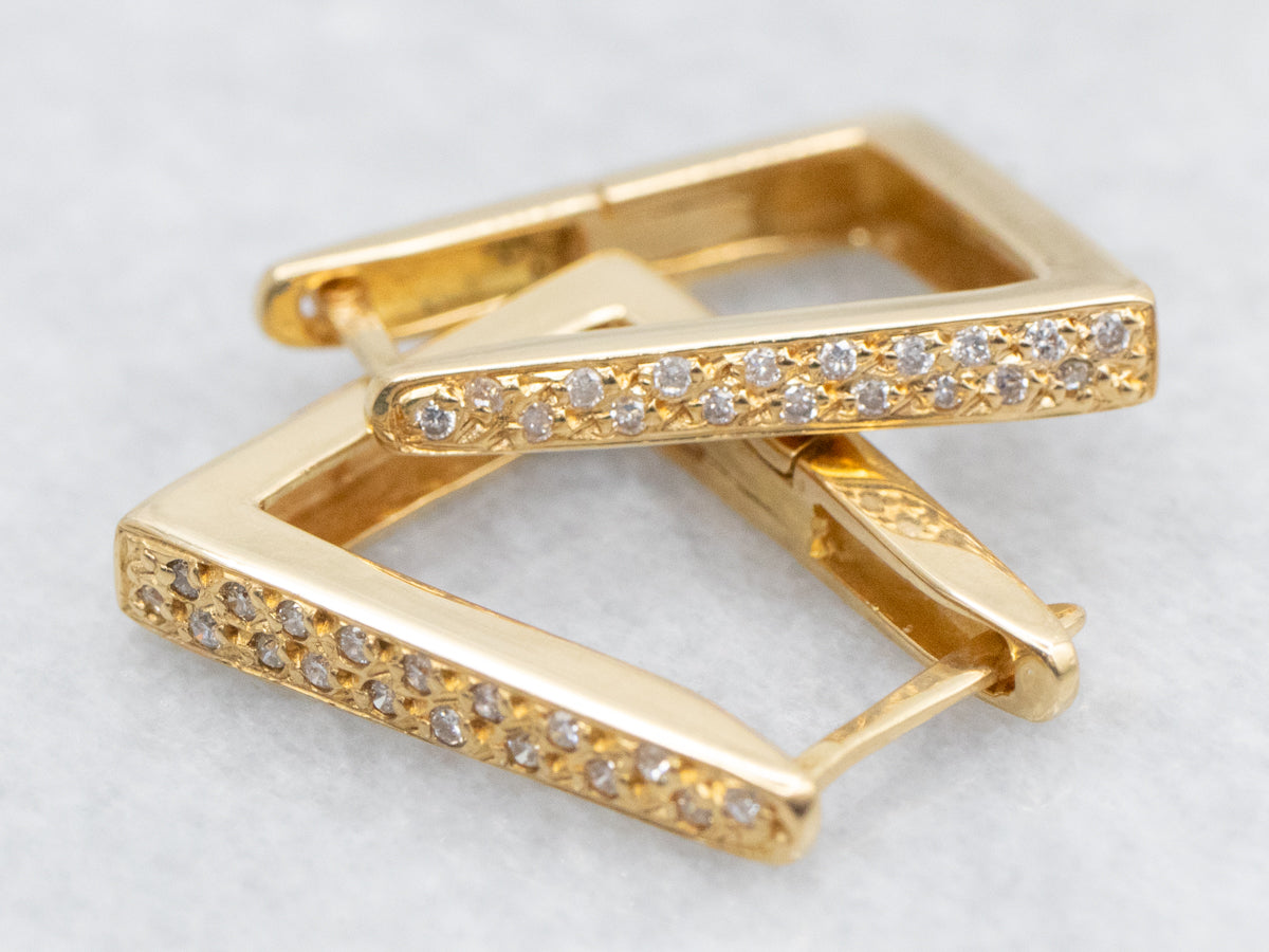 Modern Gold Diamond Hoop Earrings