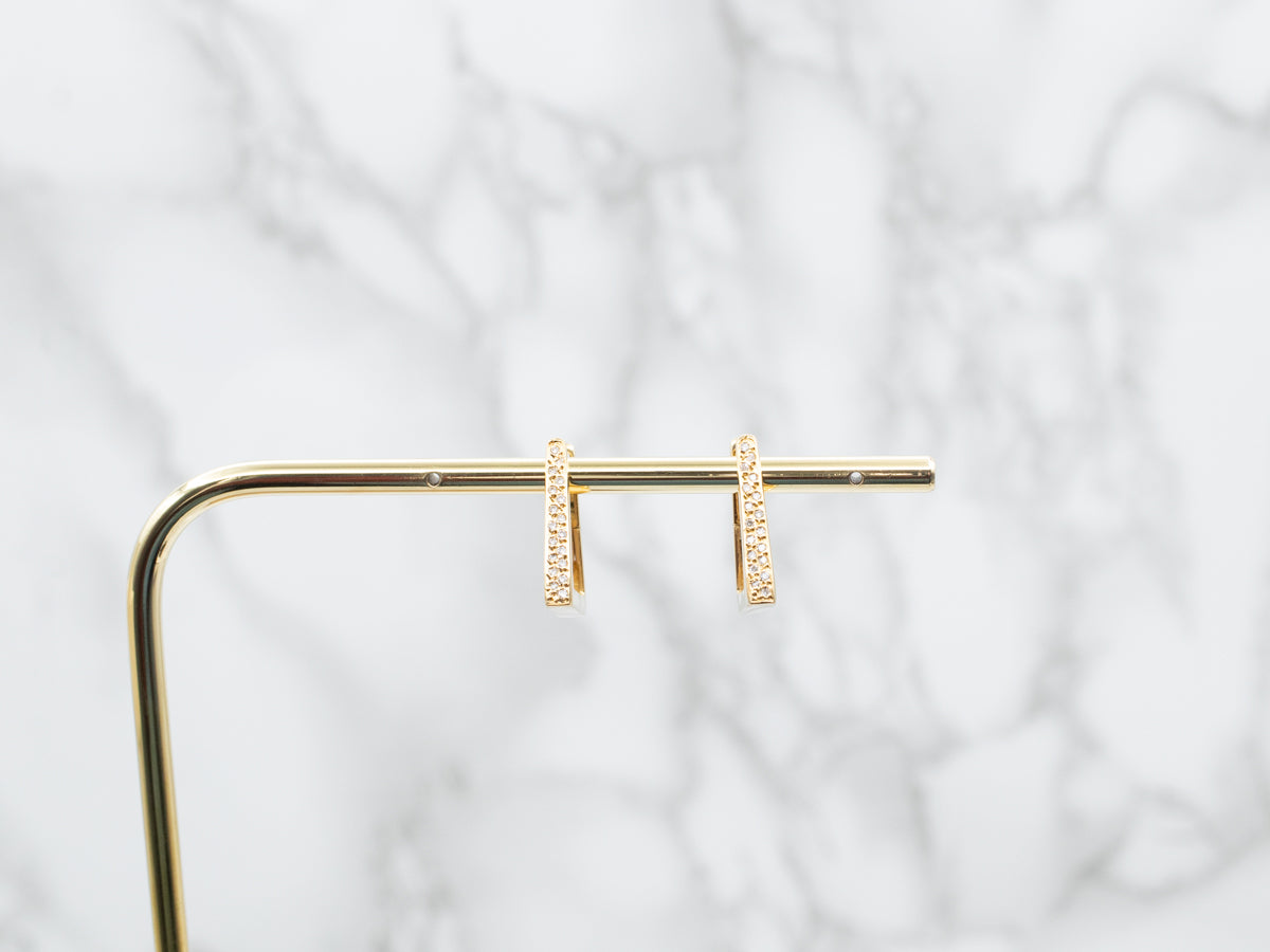 Modern Gold Diamond Hoop Earrings