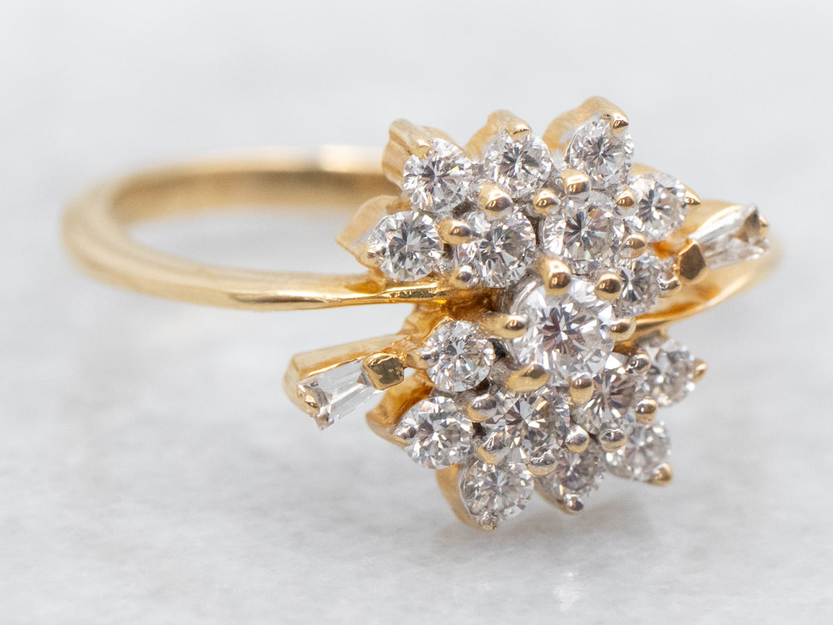 Baguette and Round-Cut Diamond Cluster Ring