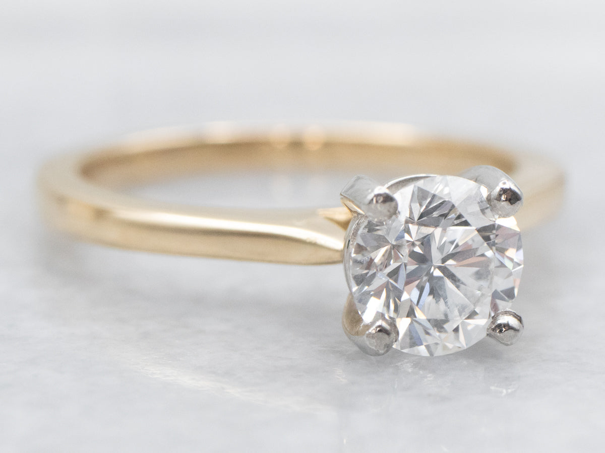 Gold and Platinum GIA Certified Diamond Solitaire Engagement Ring