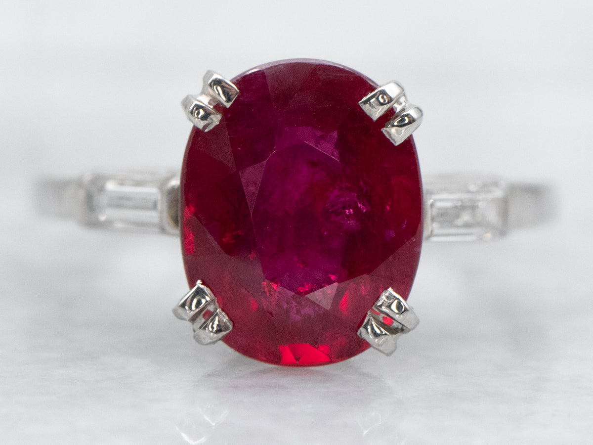 Platinum GIA Certified Ruby and Diamond Ring