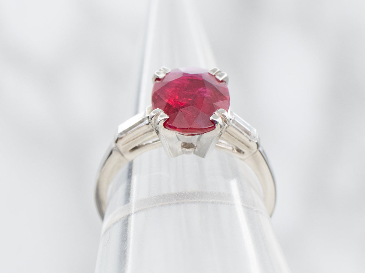 Platinum GIA Certified Ruby and Diamond Ring
