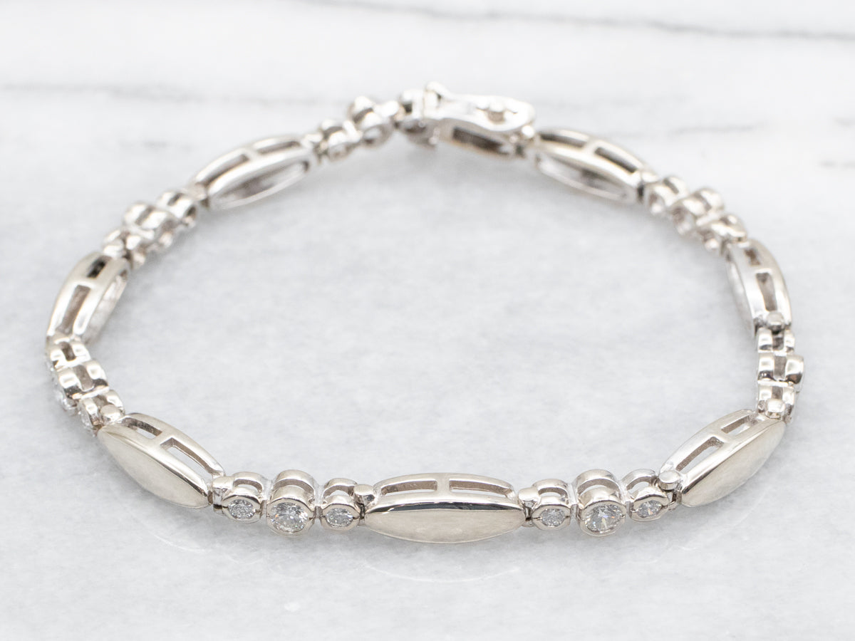 Modern White Gold Diamond Link Bracelet