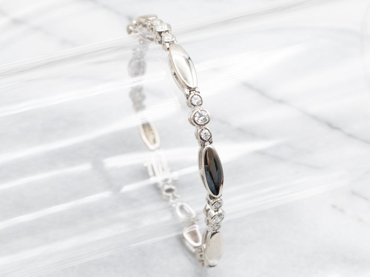 Modern White Gold Diamond Link Bracelet