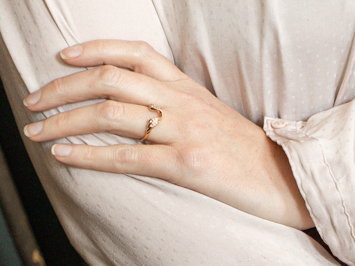 Vintage Gold Diamond Guard Band