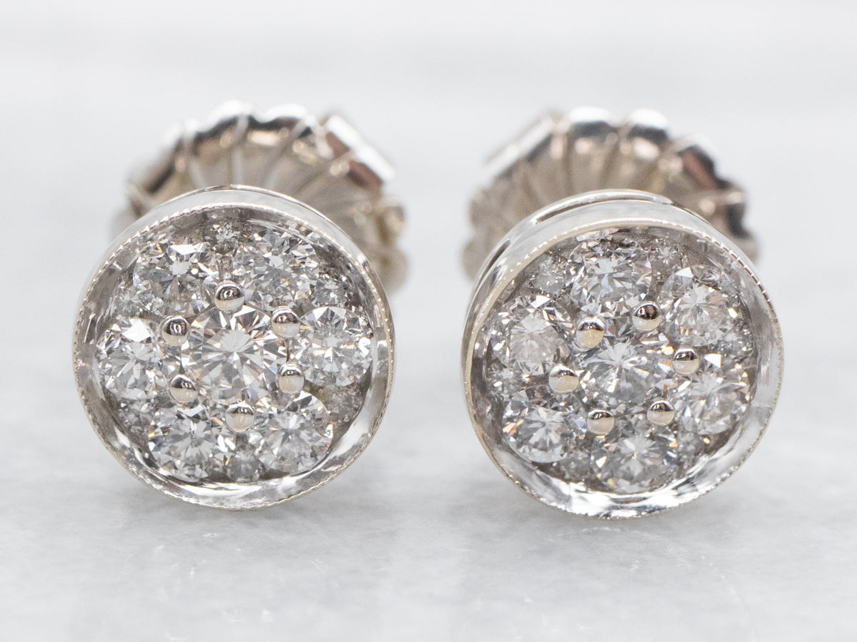 Diamond Cluster Stud Earrings
