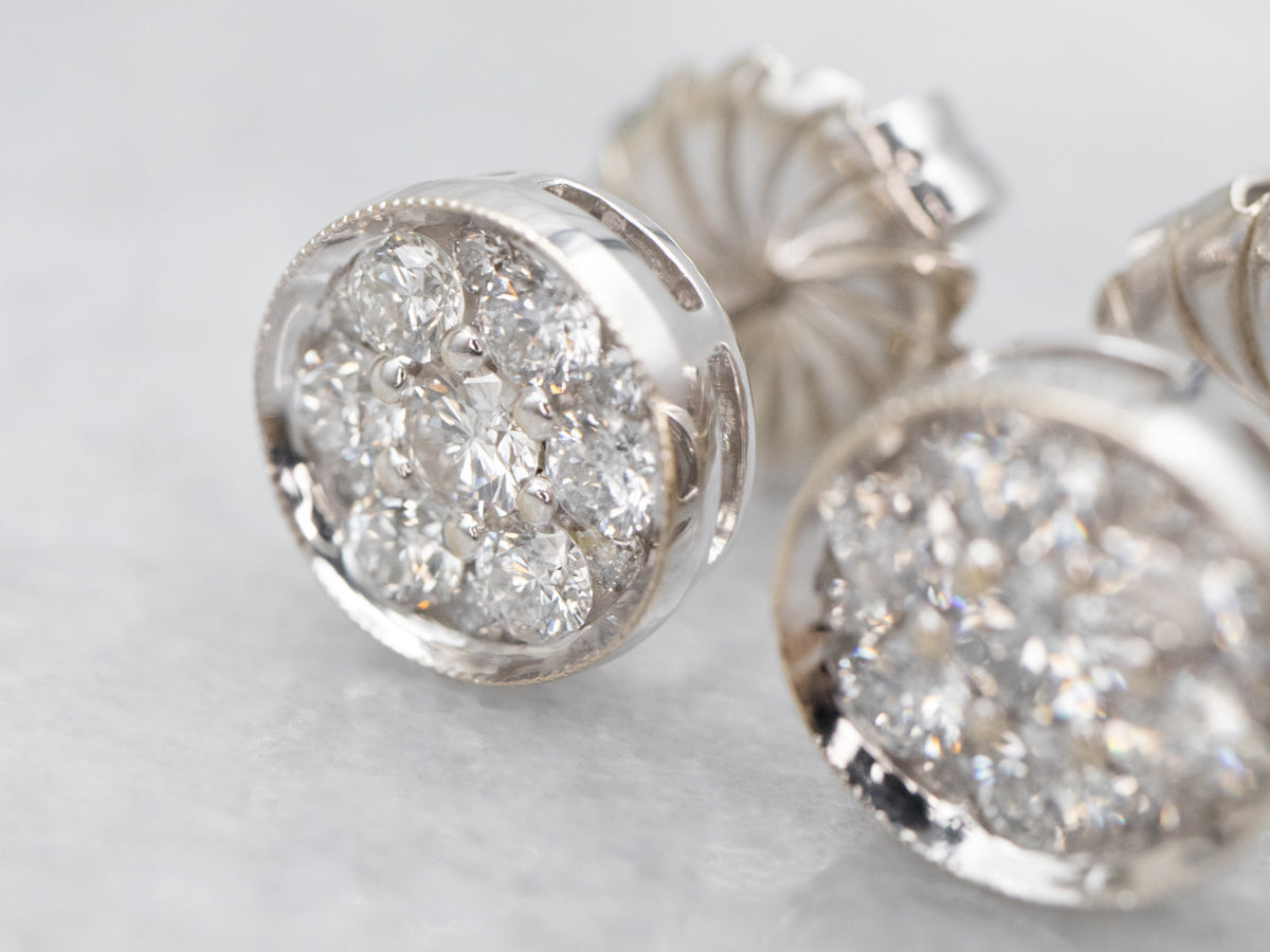 Diamond Cluster Stud Earrings