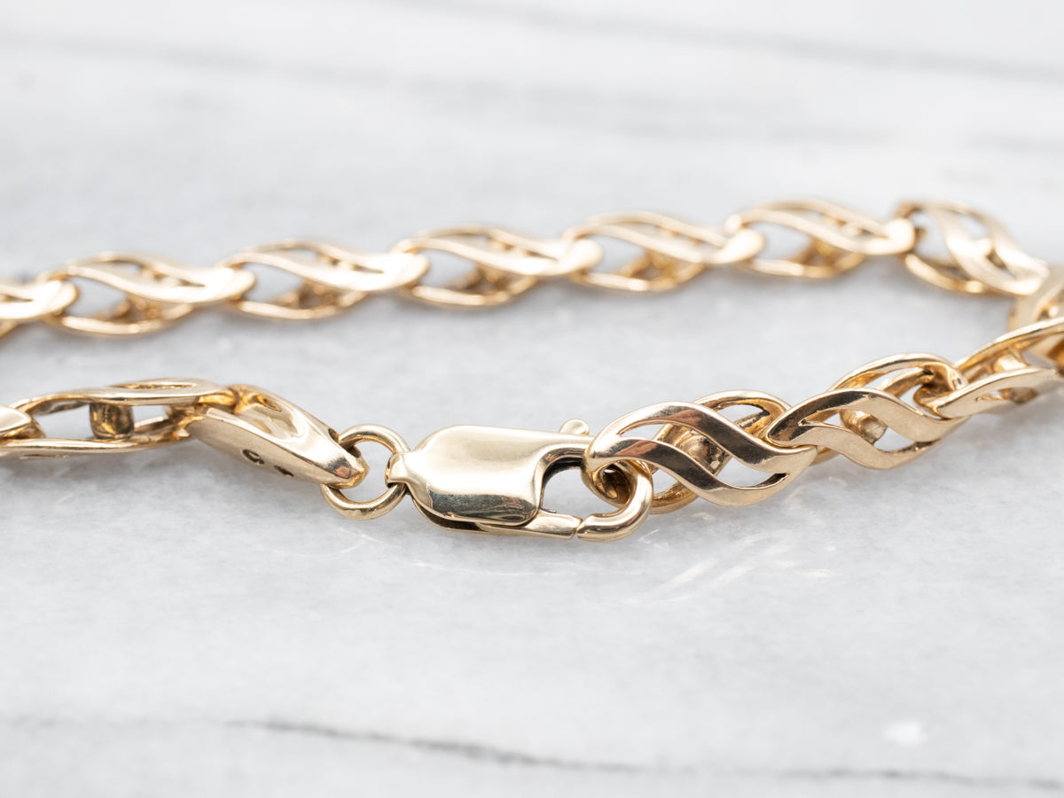 Polished Gold Wave-Link Bracelet
