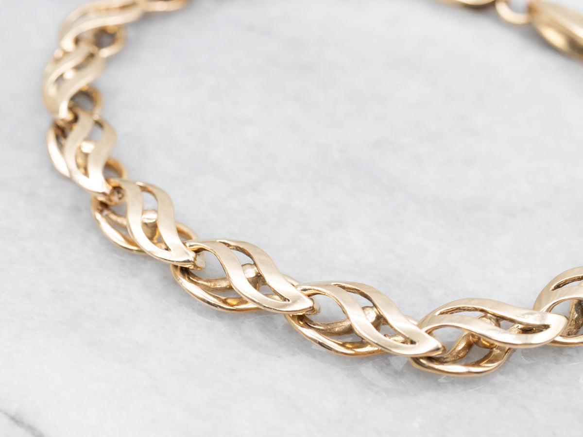 Polished Gold Wave-Link Bracelet