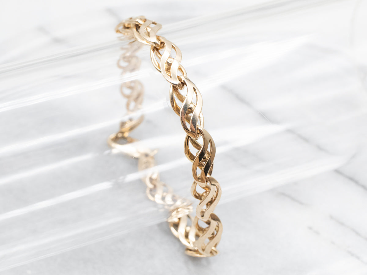 Polished Gold Wave-Link Bracelet