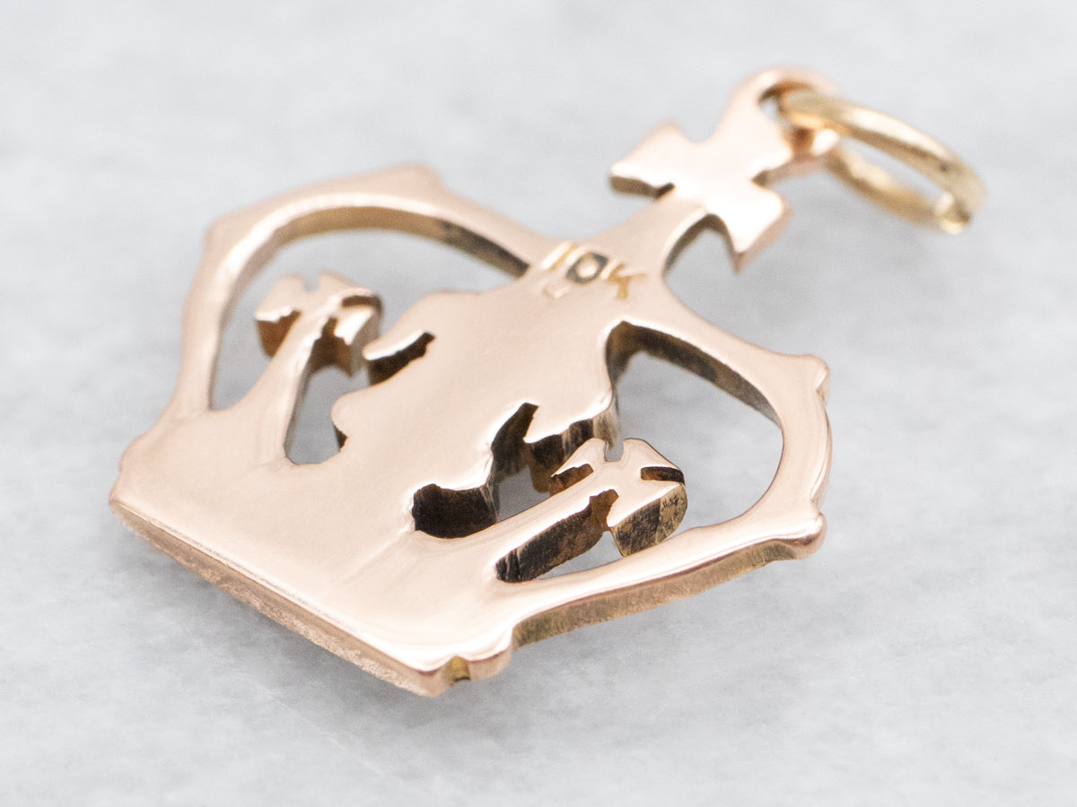 Court Jester and Gold Crown Charm Pendant