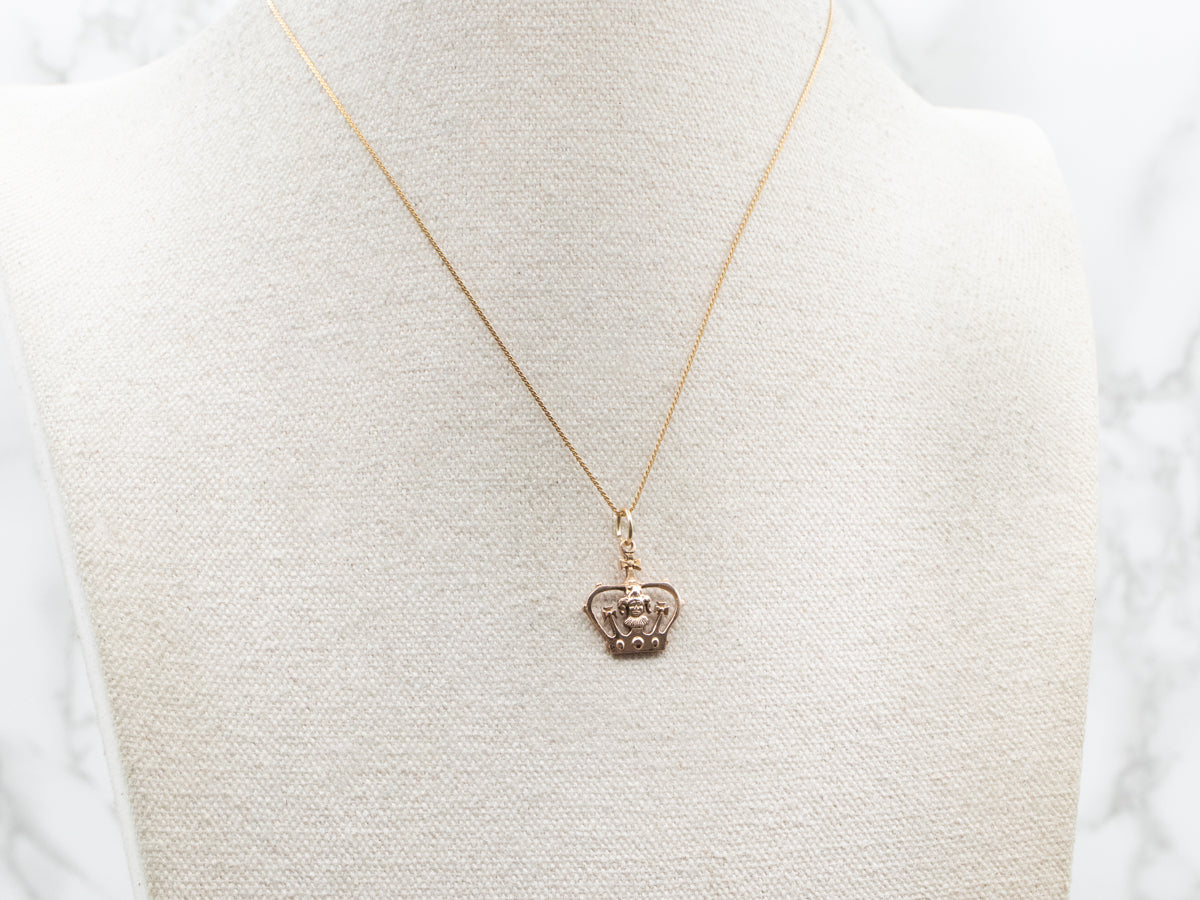 Court Jester and Gold Crown Charm Pendant